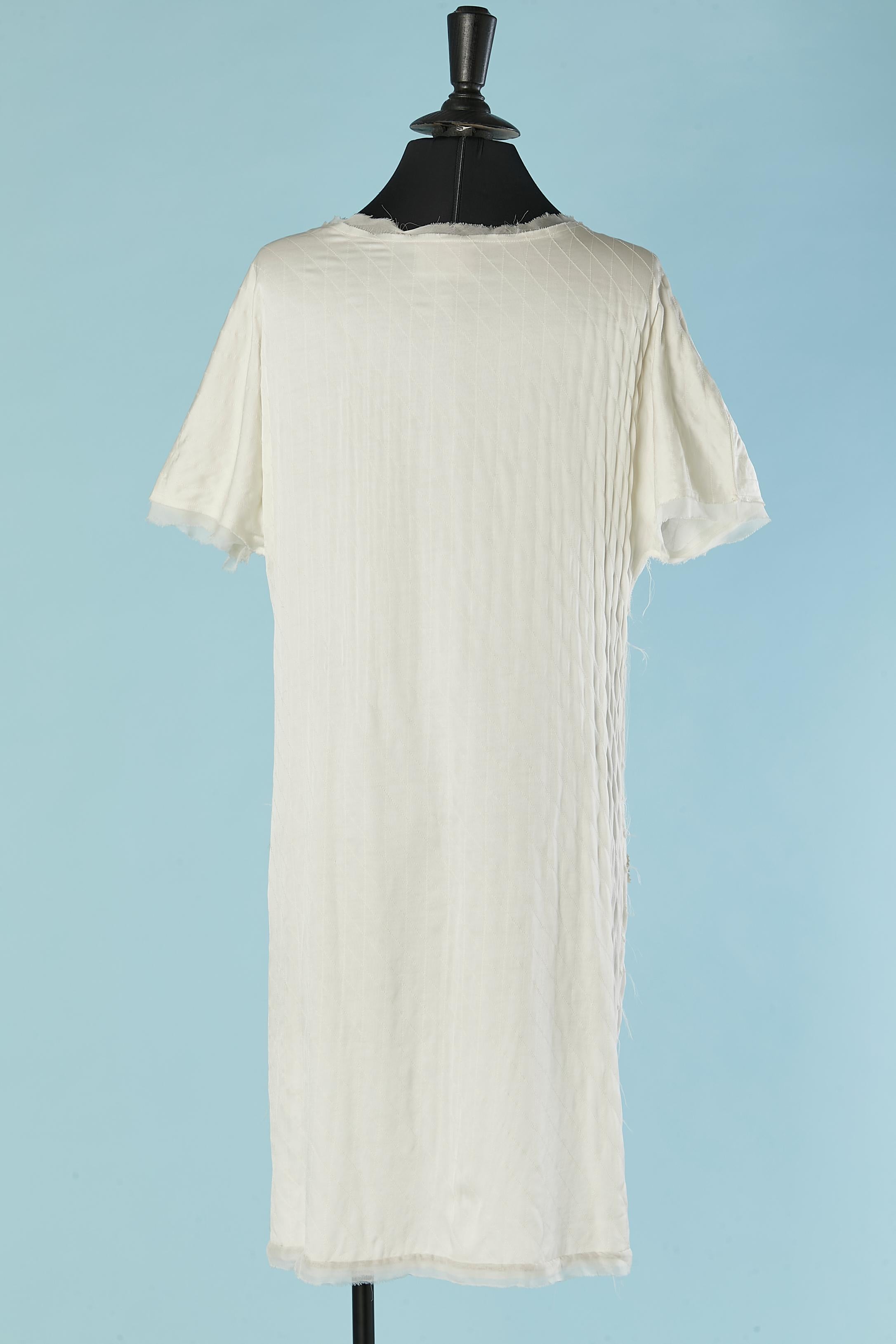 Off White Seide Topstitched Kleid mit Reißverschlusstaschen LANVIN von Alber Elbaz aus Seide im Angebot 2
