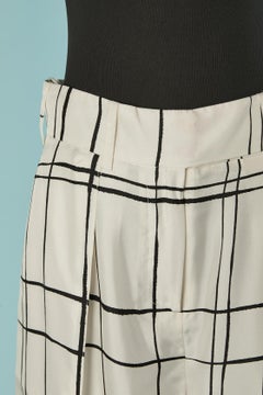Off-white silk trouser with black check pattern ALEXANDRE VAUTHIER