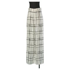 Off-white silk trouser with black check pattern ALEXANDRE VAUTHIER