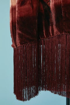Off-white silk velvet Kimono coat with bamboo print and fringes CHRISTIAN DIOR