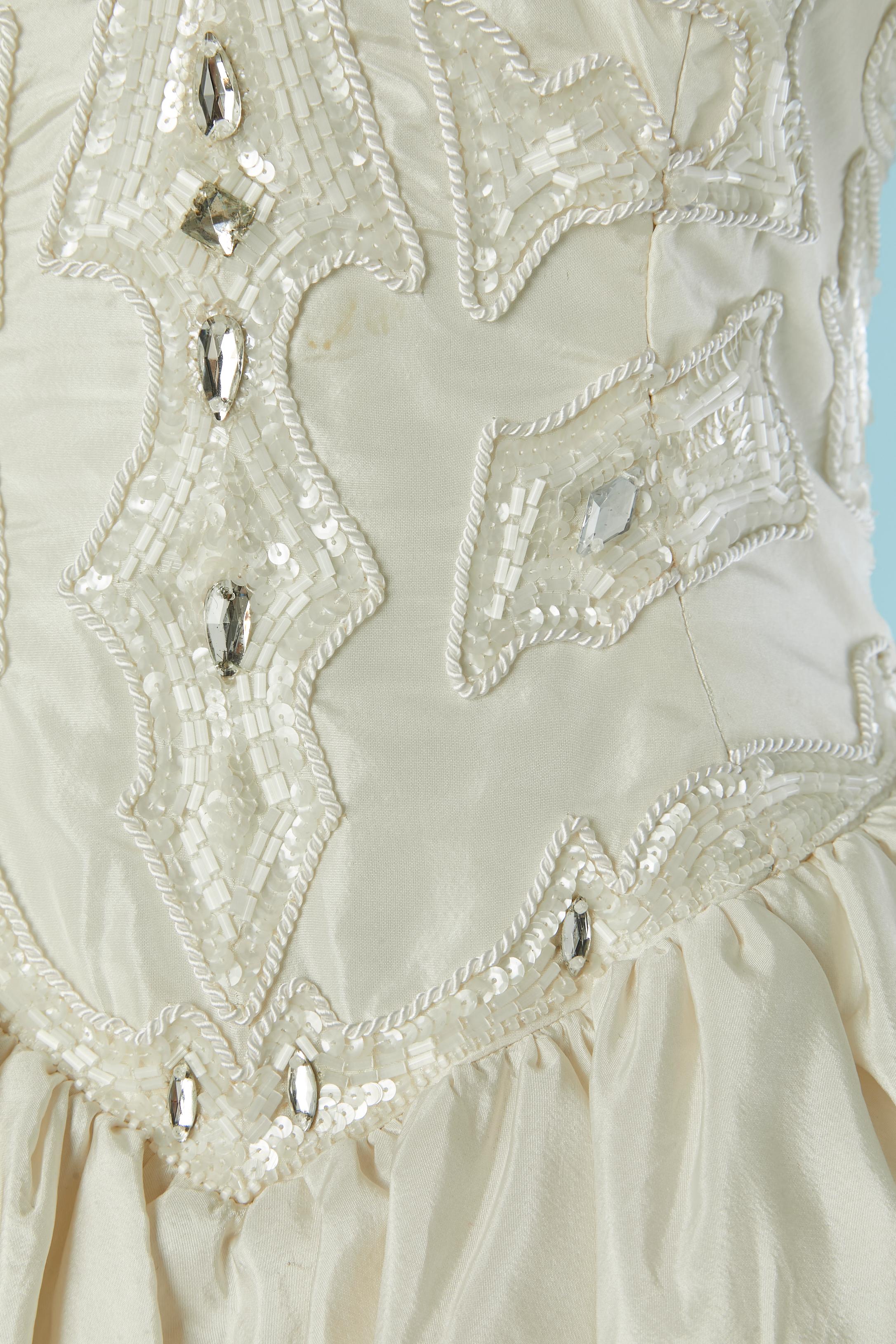 Abito da sposa in seta bianco sporco con perline LORIS AZZARO In condizioni ottime in vendita a Saint-Ouen-Sur-Seine, FR