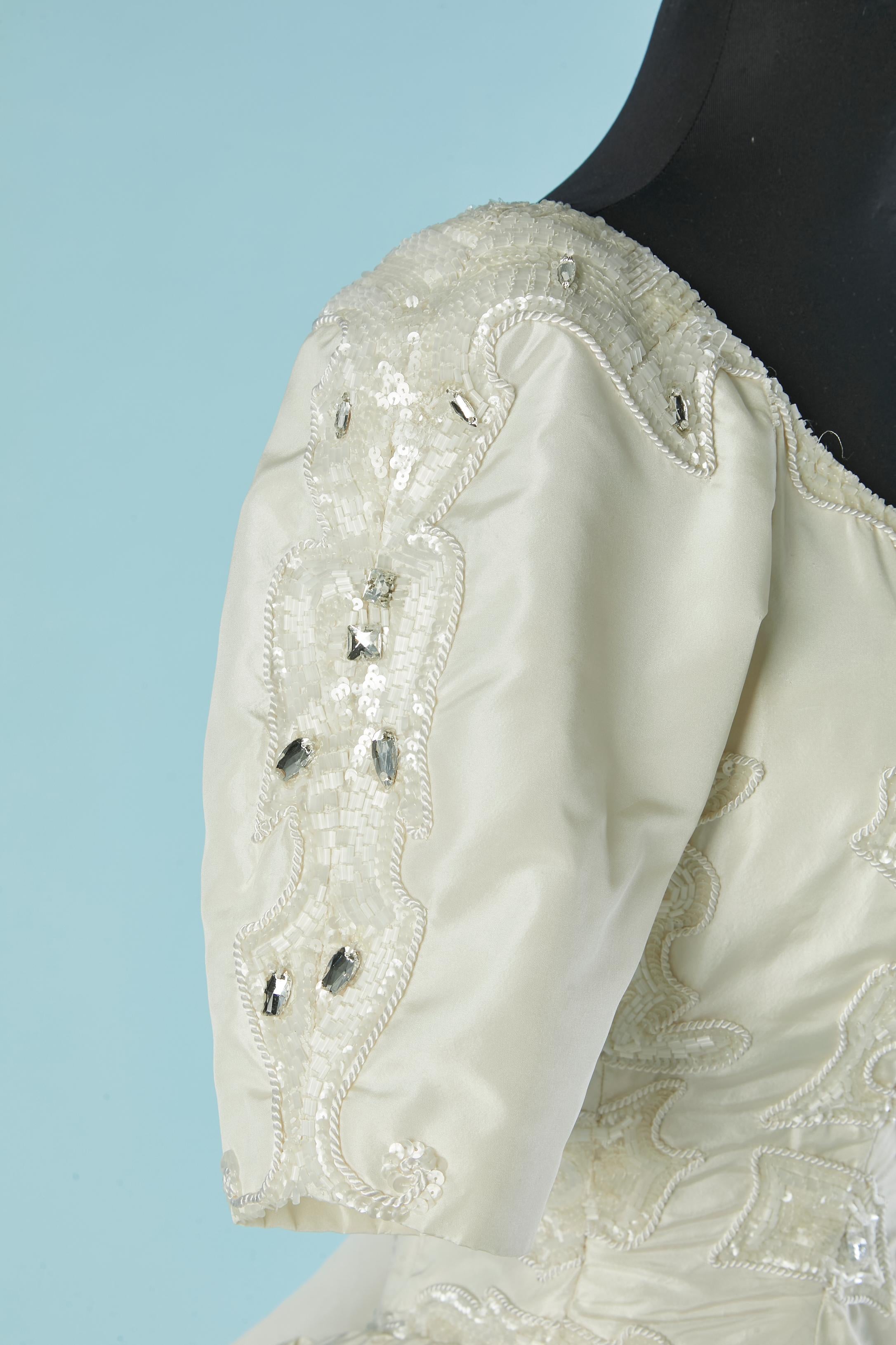 Donna Abito da sposa in seta bianco sporco con perline LORIS AZZARO in vendita