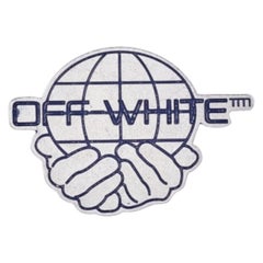 Off-White Silver Tone World Pin Brosche