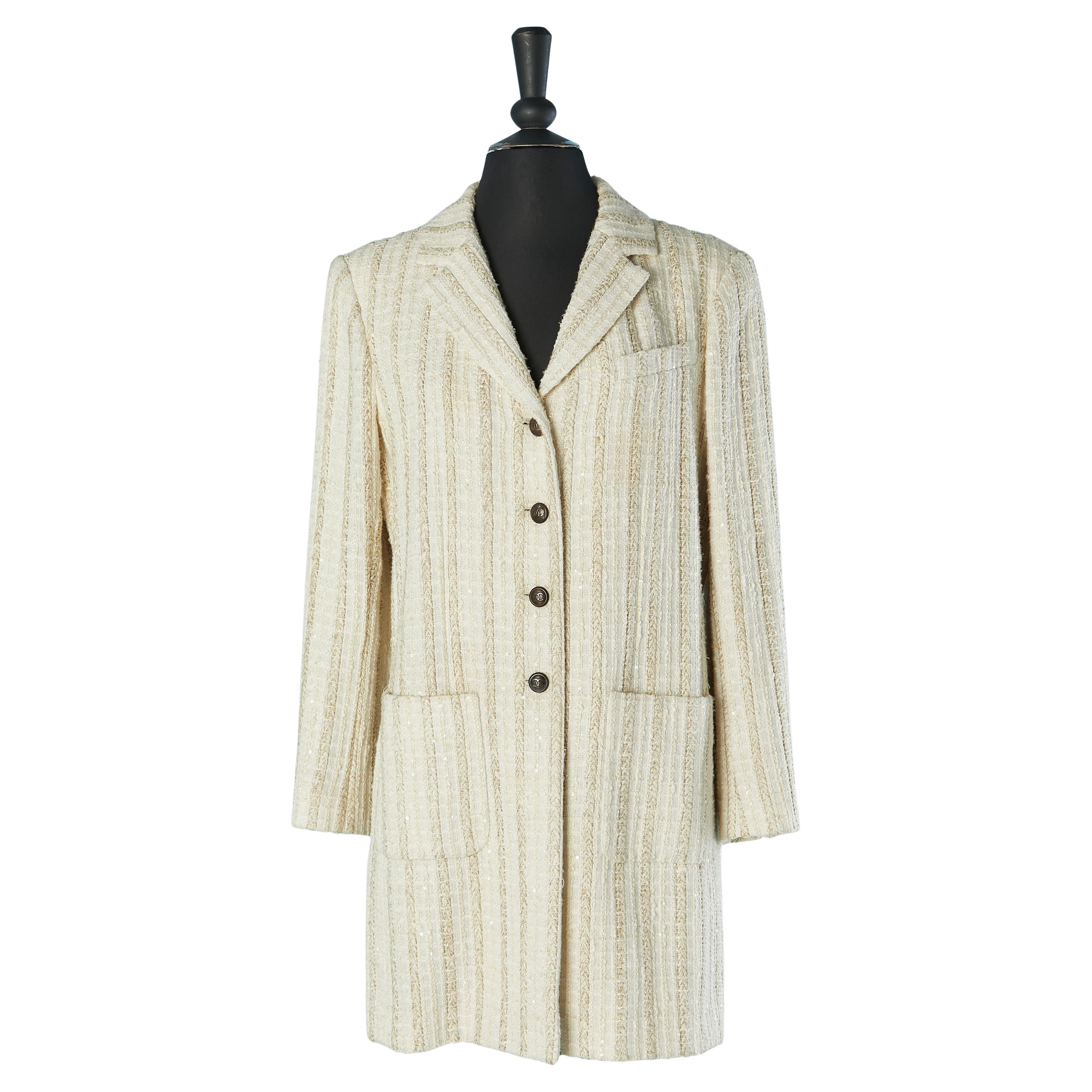 Off-white single breasted coat CHANEL