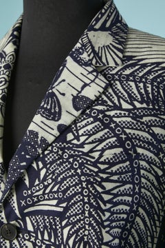 Off-white single breasted cotton jacket with Indigo print CHRISTIAN DIOR