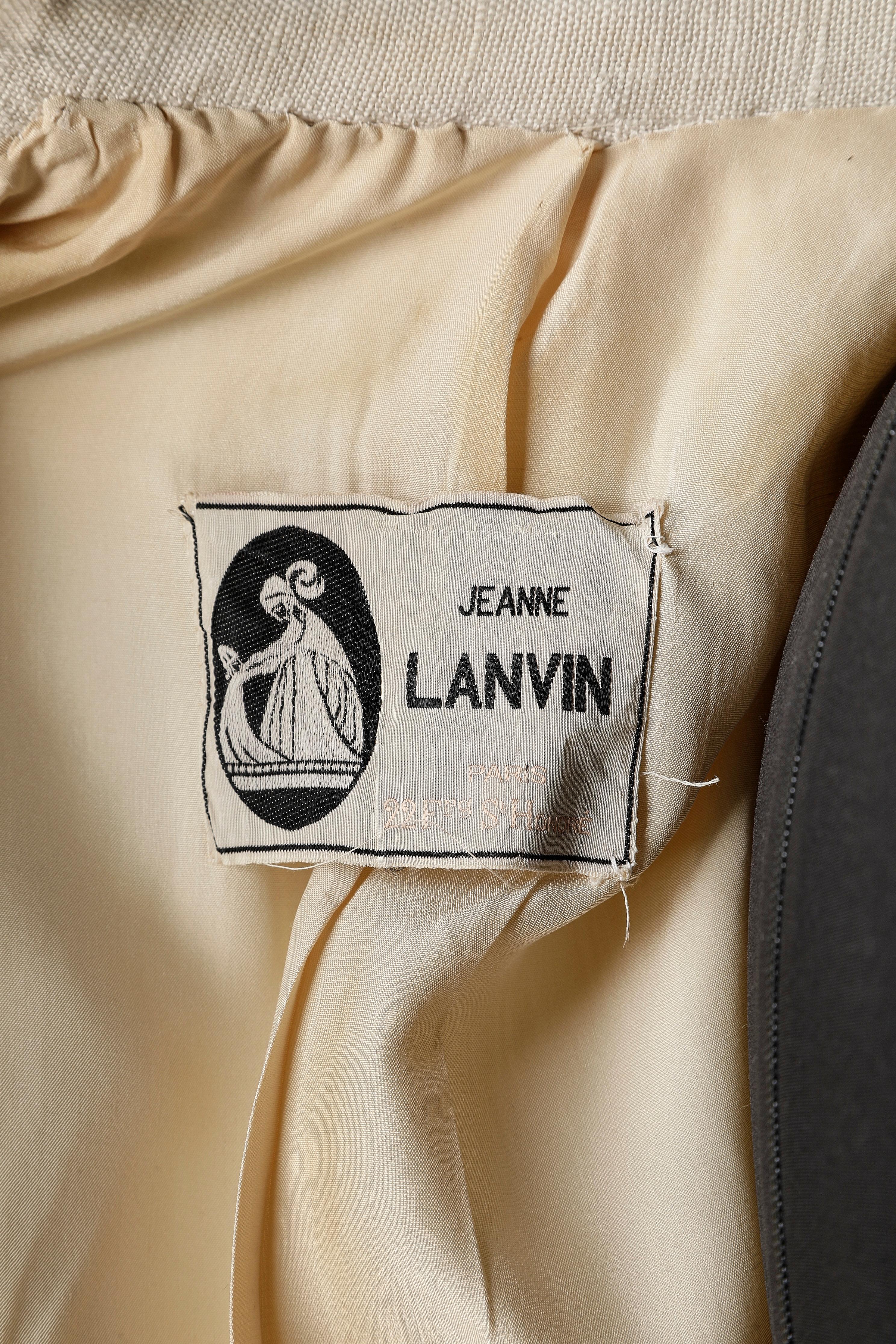 Off-white single breasted linen jacket with scarf collar Jeanne Lanvin Paris  2