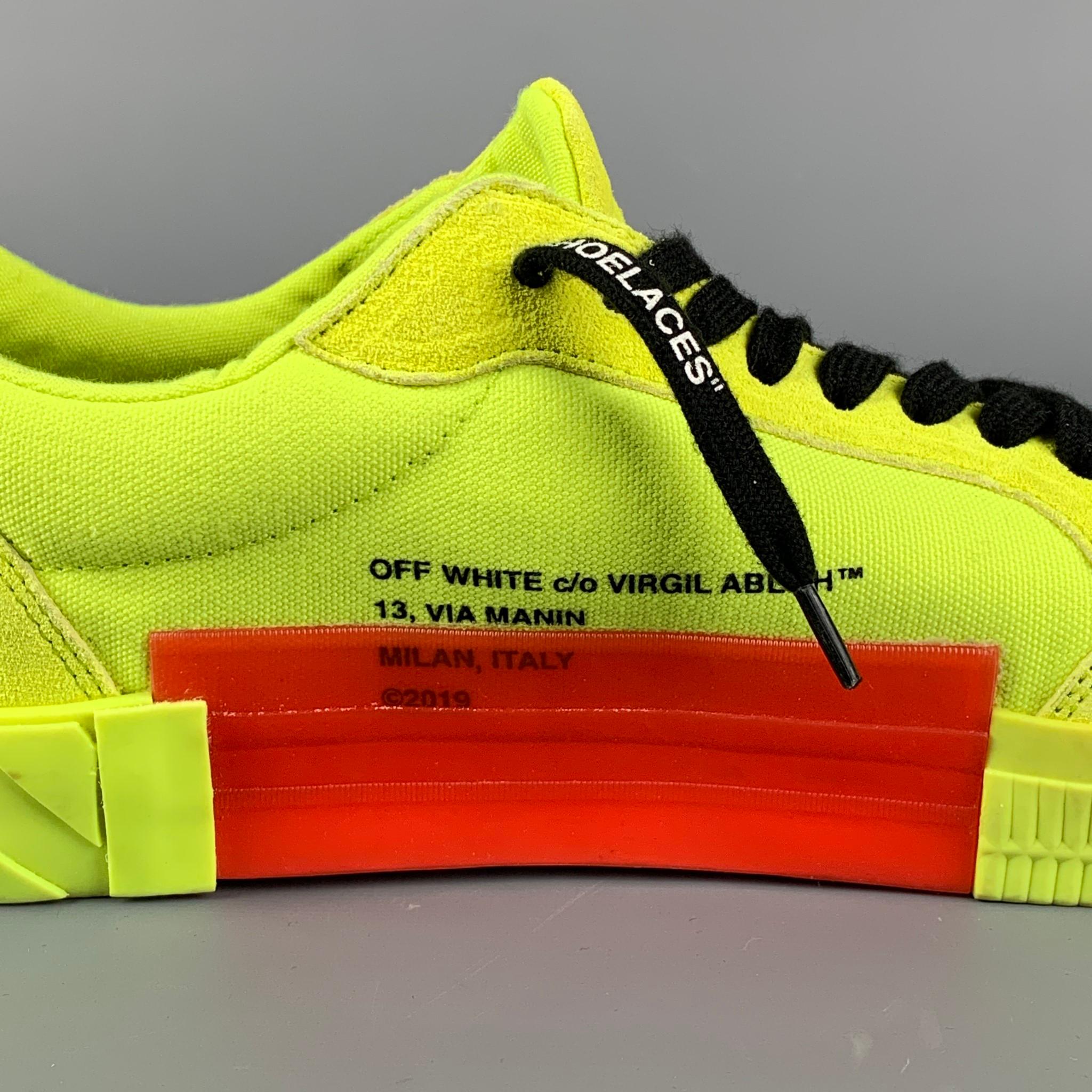 OFF-WHITE Low Vulcanized Fluo Gelbe Turnschuhe aus gelbem Segeltuch, Größe 11 5