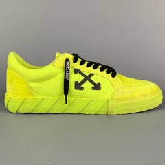 OFF-WHITE Size 11 Neon Yellow Canvas Low Vulcanized Fluo Yellow Sneakers