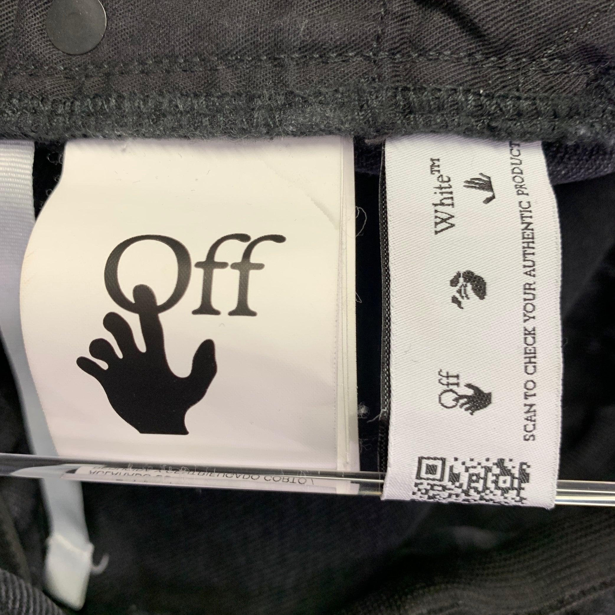 OFF-WHITE Größe 31 Schwarz Gewaschene Baumwolle Elastischer Bund Jeans im Angebot 2