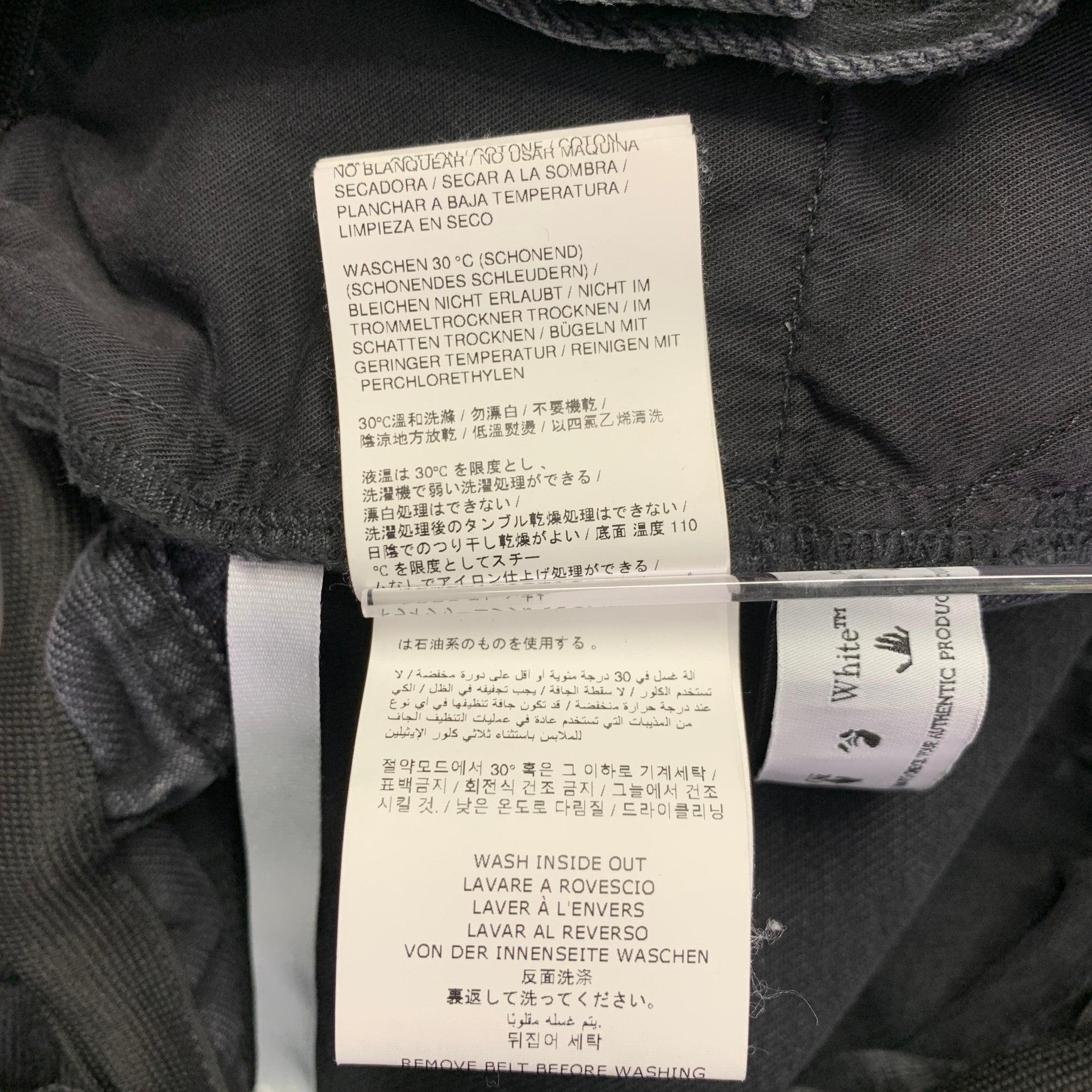 OFF-WHITE Größe 31 Schwarz Gewaschene Baumwolle Elastischer Bund Jeans im Angebot 5