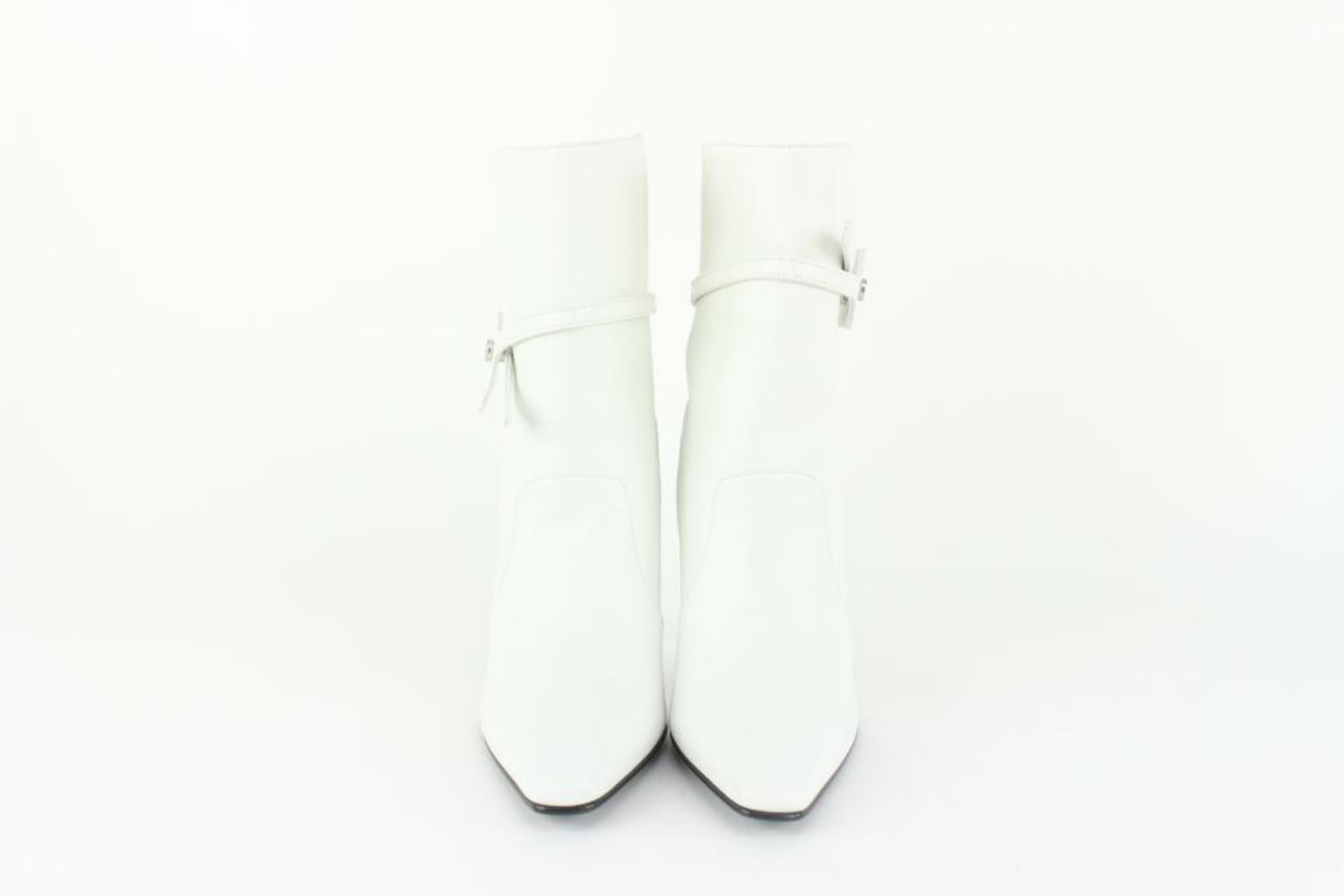 Off-White Size 39 White Leather Ziptie Bootie 106of15 For Sale 3