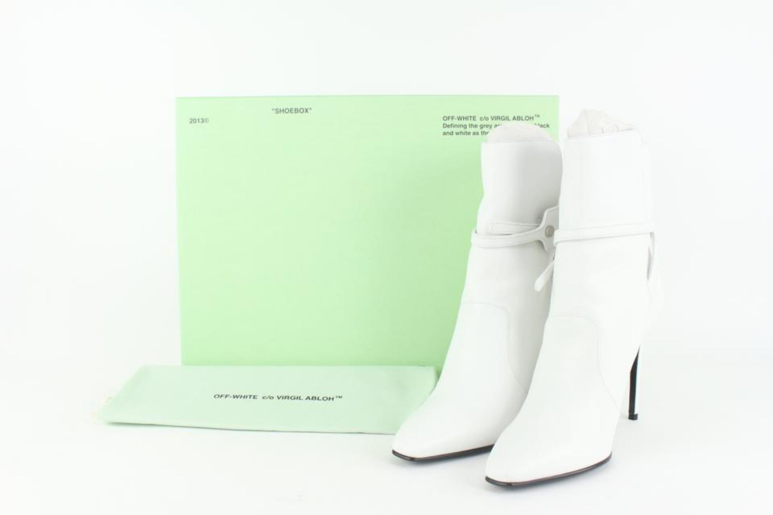 Off-White Size 39 White Leather Ziptie Bootie 106of15 For Sale 4