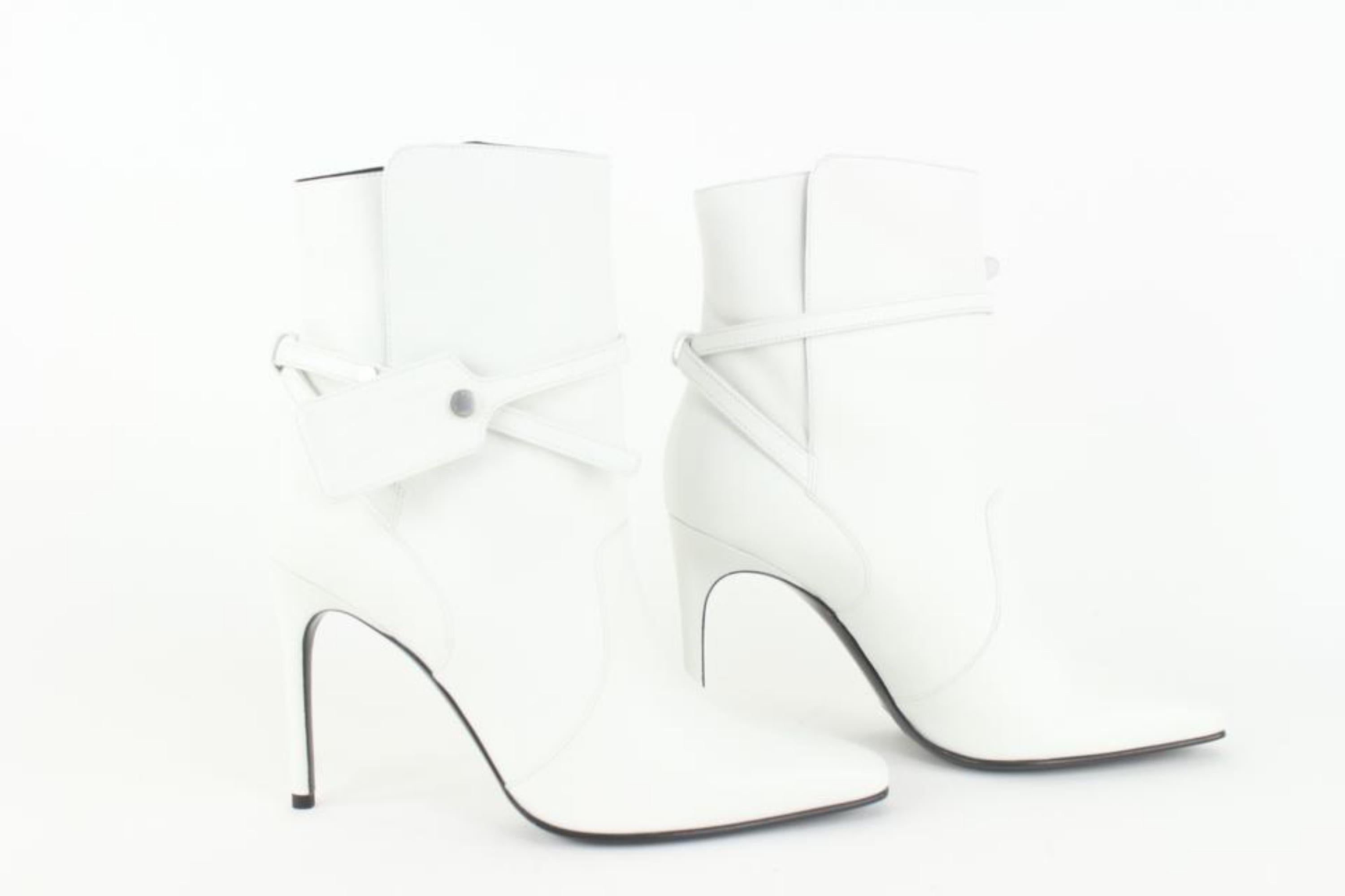Off-White Size 39 White Leather Ziptie Bootie 106of15 For Sale 1
