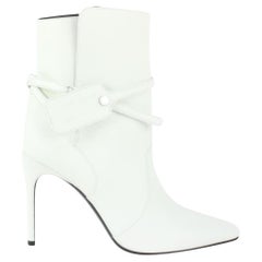 Used Off-White Size 39 White Leather Ziptie Bootie 106of15