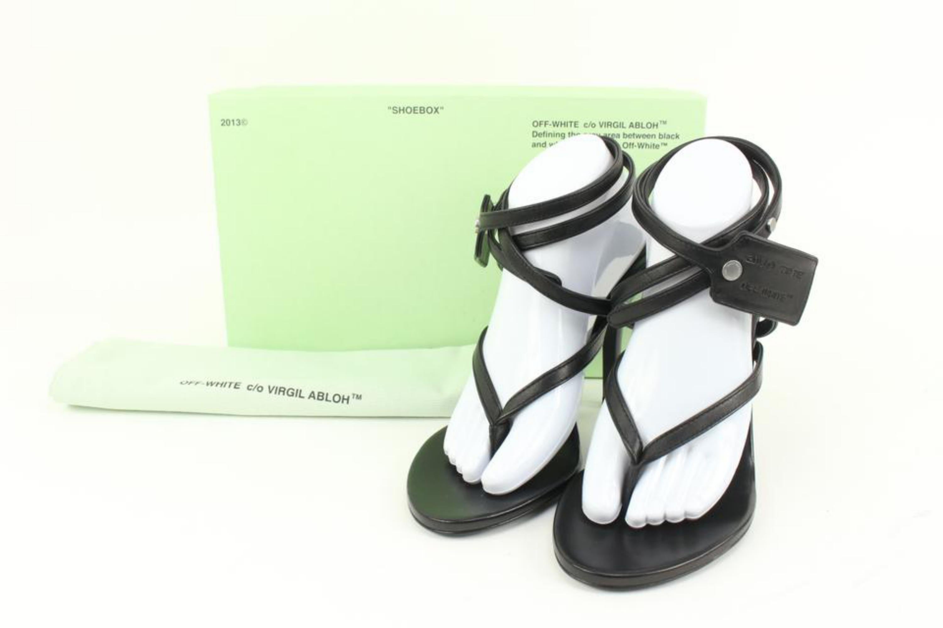 Off-White™ Size 41 Black Leather Zip Tie Sandal Heels 3of323s
Made In: Italy
Measurements: Length:  10.2