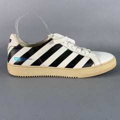 OFF-WHITE Talla 9 Negro Blanco Rayas Zapatillas de cuero