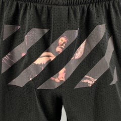 Pantaloncini OFF-WHITE taglia L in poliestere a rete nera con elastico in vita