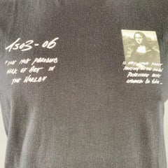 OFF-WHITE Size L Black White Mona Lisa Print Cotton Crew Neck T-shirt