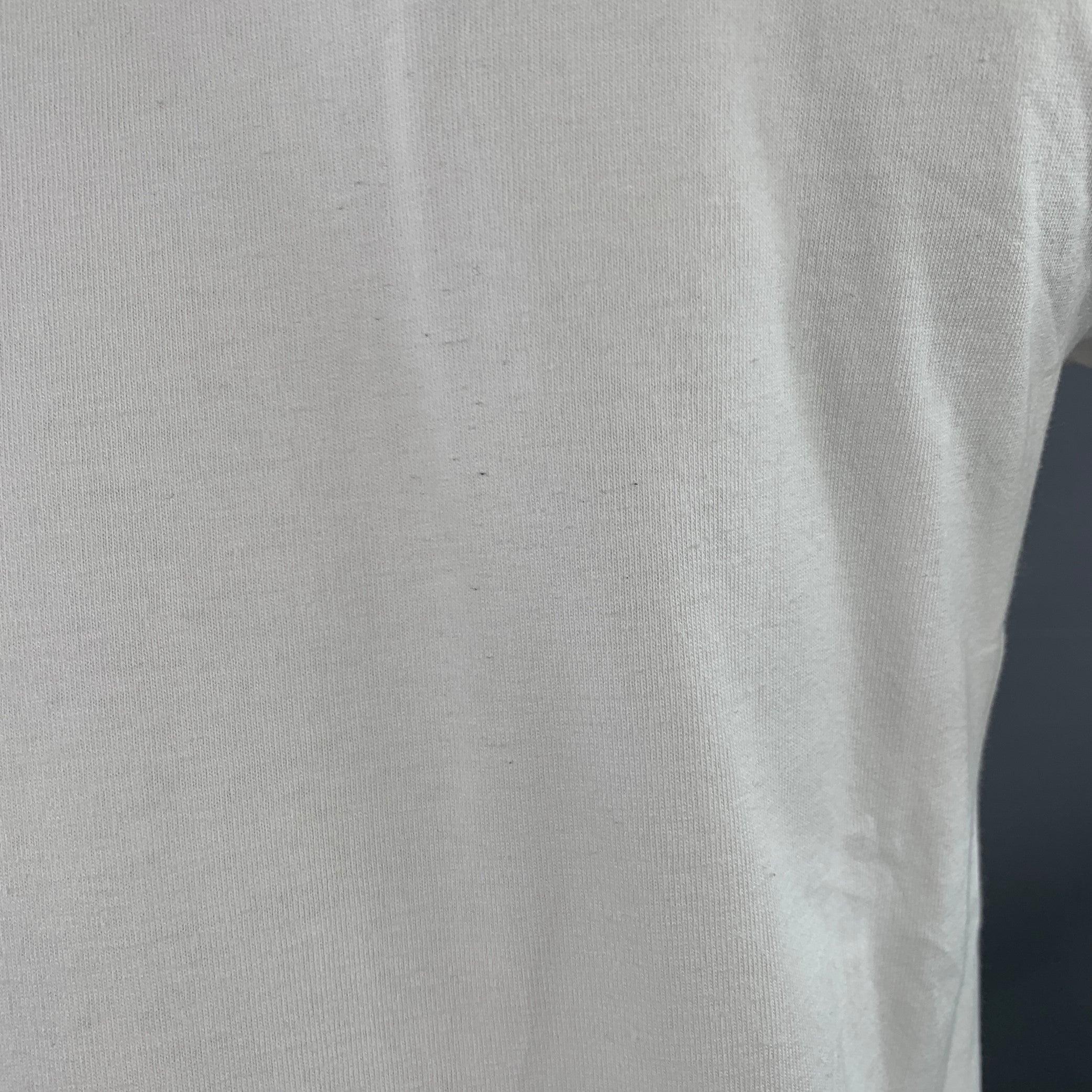 Men's OFF-WHITE Size L White Black Logo Cotton Crew Neck T-shirt For Sale