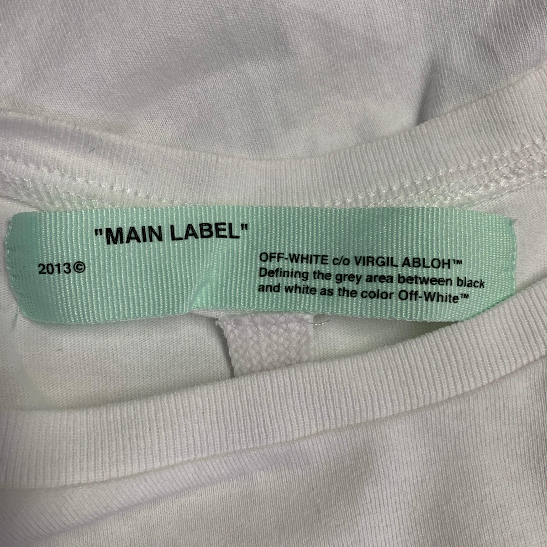 OFF-WHITE Size L White Black Logo Cotton Crew Neck T-shirt For Sale 3