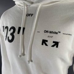 OFF-WHITE Size M Cream Logo Cotton Hoodie Sweatshirt