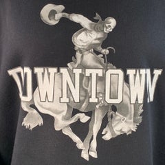 A&M Taille M Downtown Black White Graphic Cotton Crew Neck Sweatshirt