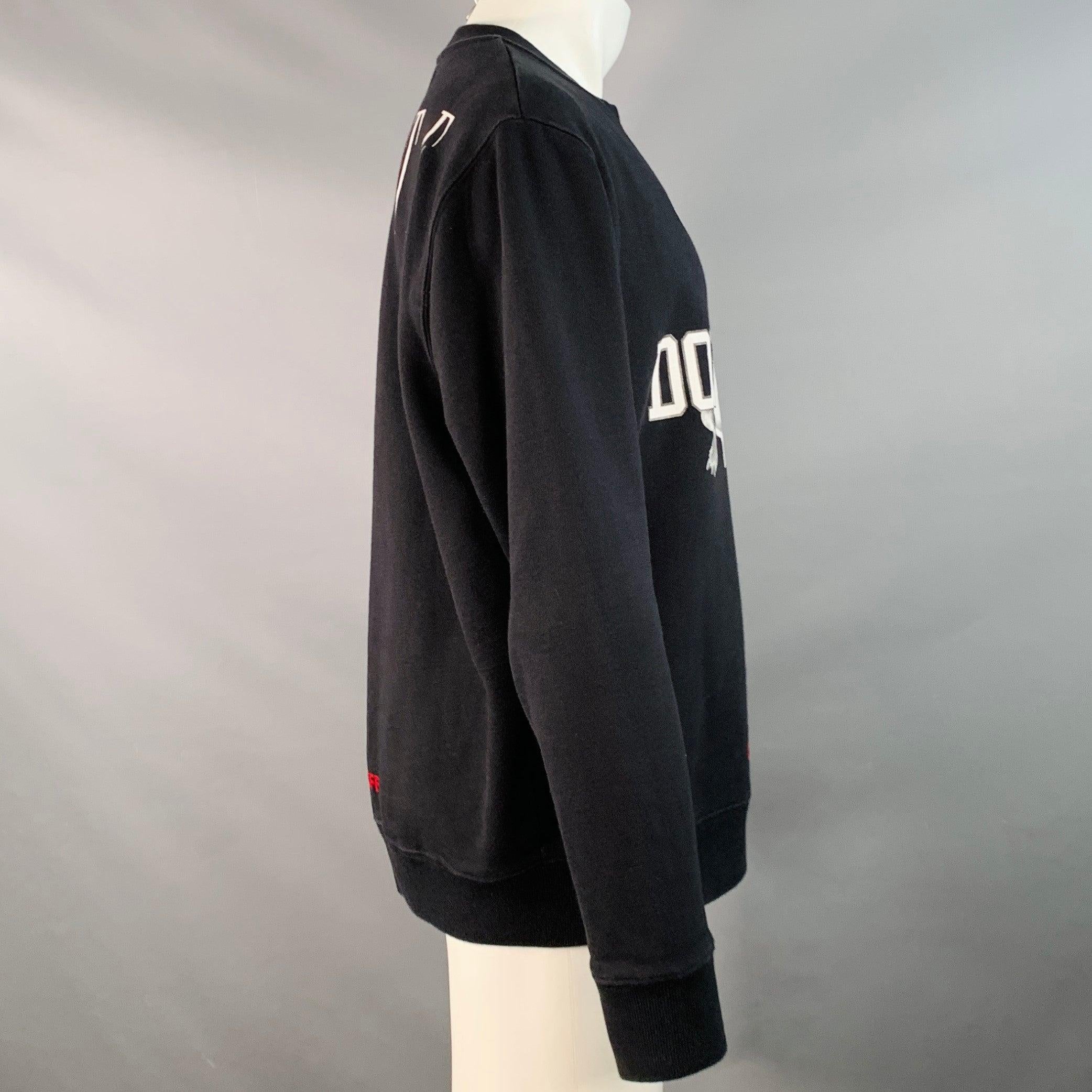 Nero OFF-WHITE Felpa girocollo in cotone con grafica bianca e nera Downtown taglia M in vendita
