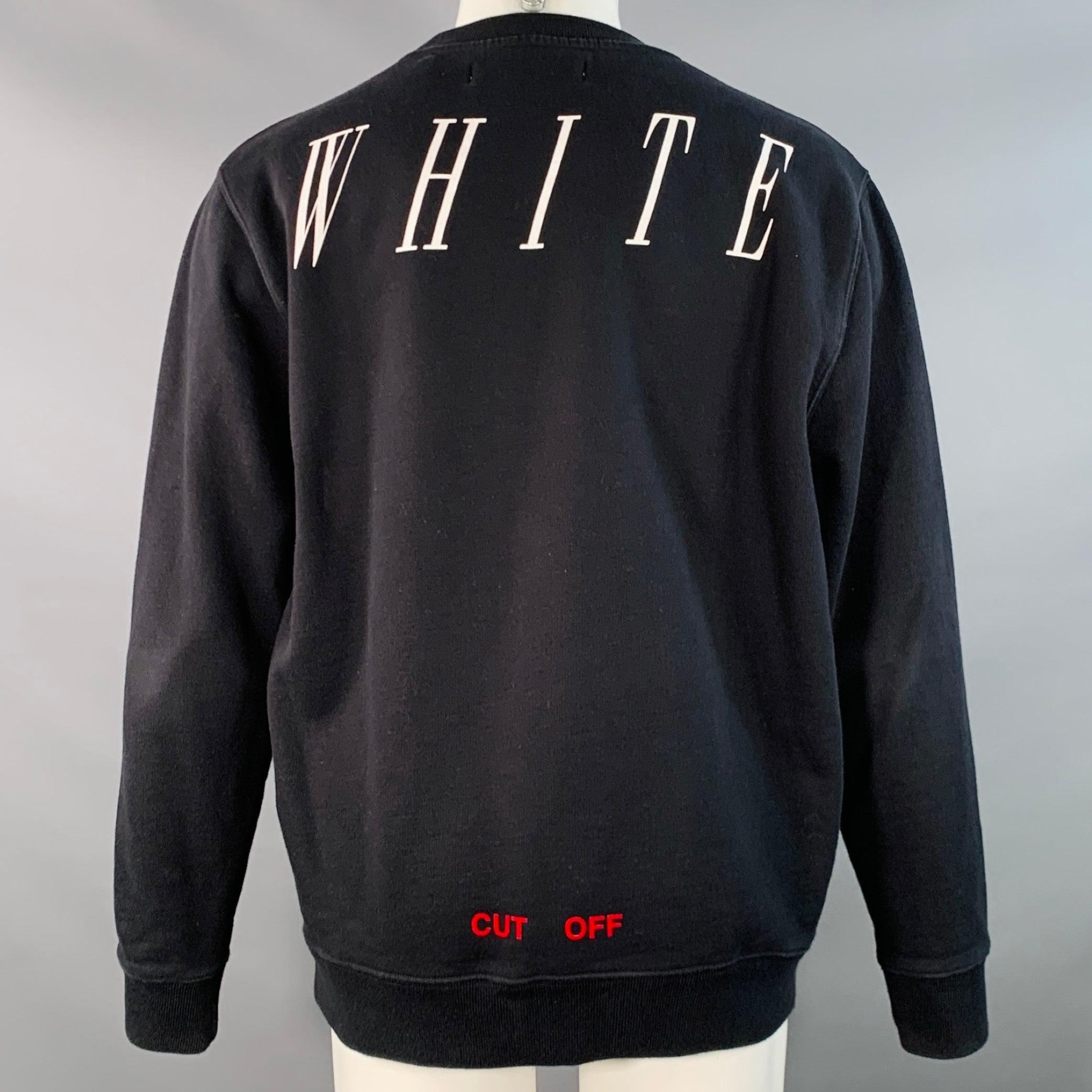 OFF-WHITE Felpa girocollo in cotone con grafica bianca e nera Downtown taglia M In condizioni ottime in vendita a San Francisco, CA
