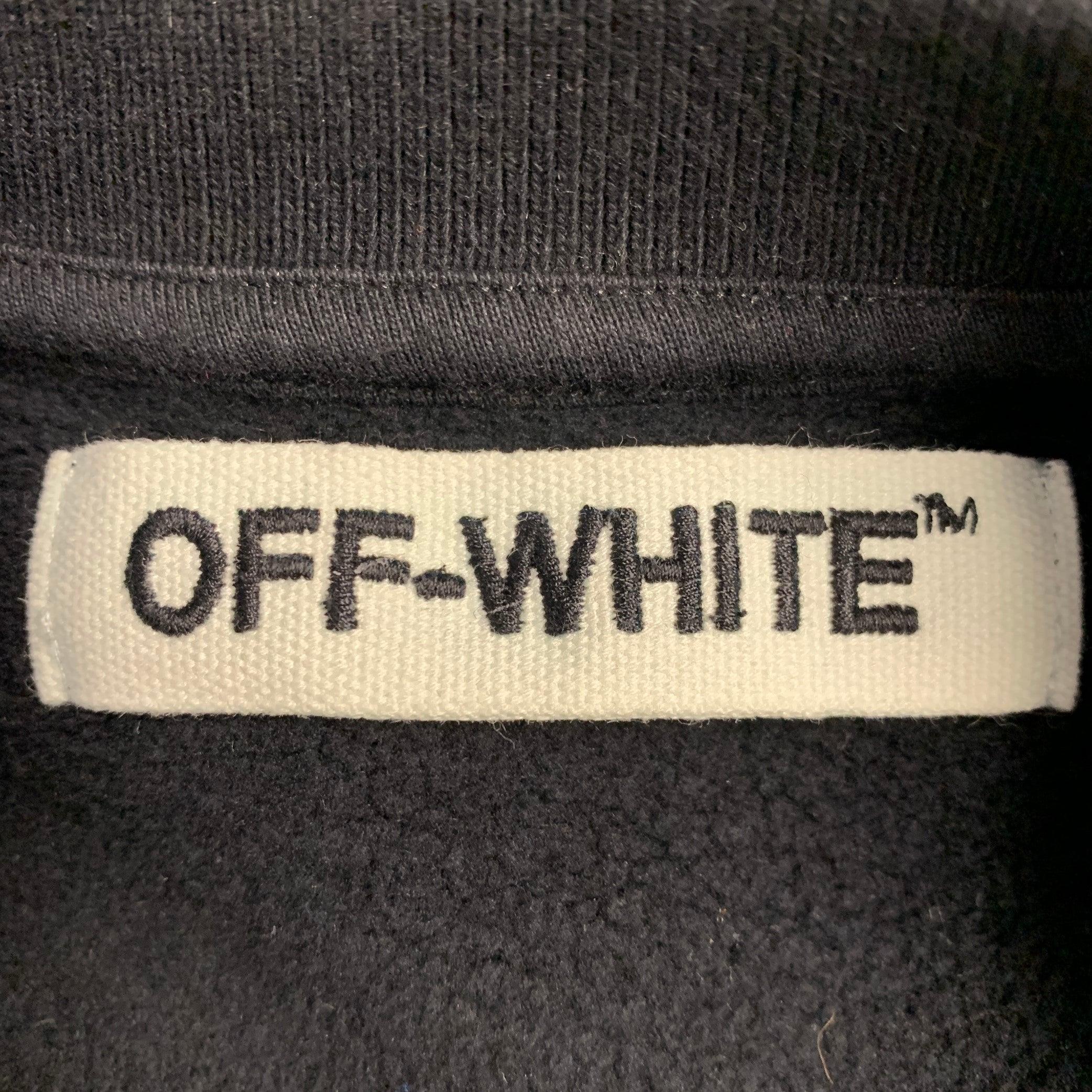 OFF-WHITE Felpa girocollo in cotone con grafica bianca e nera Downtown taglia M in vendita 1