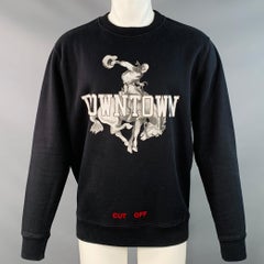 OFF-WHITE Größe M Downtown Schwarz Weiß Grafik Baumwolle Rundhalsausschnitt Sweatshirt