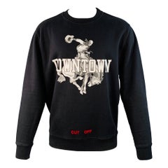 OFF-WHITE Felpa girocollo in cotone con grafica bianca e nera Downtown taglia M
