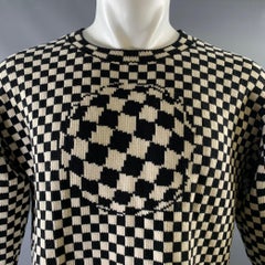 OFF-WHITE Size S Pull On Black White Knit Checkered Pull On Sweater