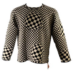 OFF-WHITE Size S Pull On Black White Knit Checkered Pull On Sweater