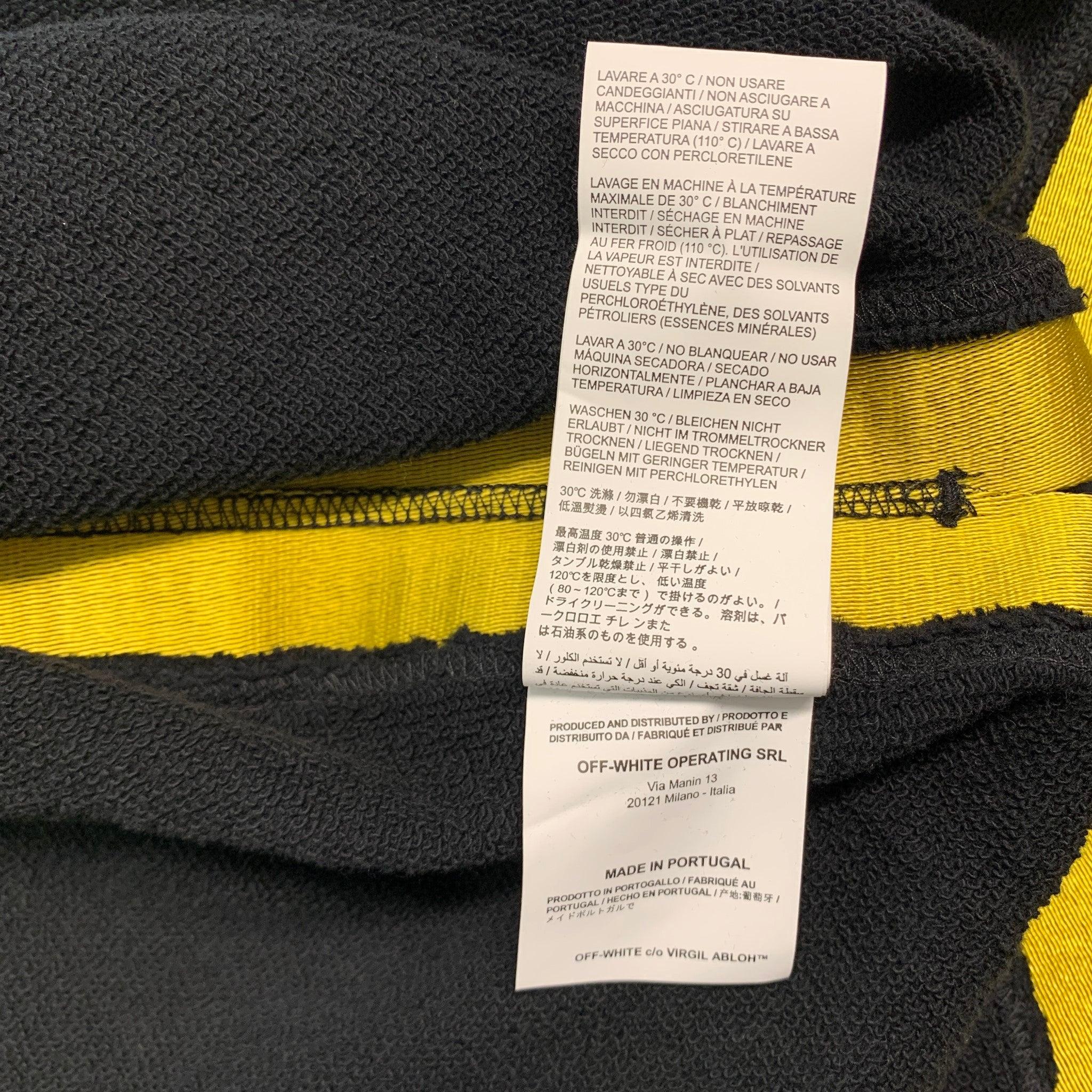 OFF-WHITE Size S Black Yellow Applique Cotton Crew-Neck Sweatshirt For Sale 3
