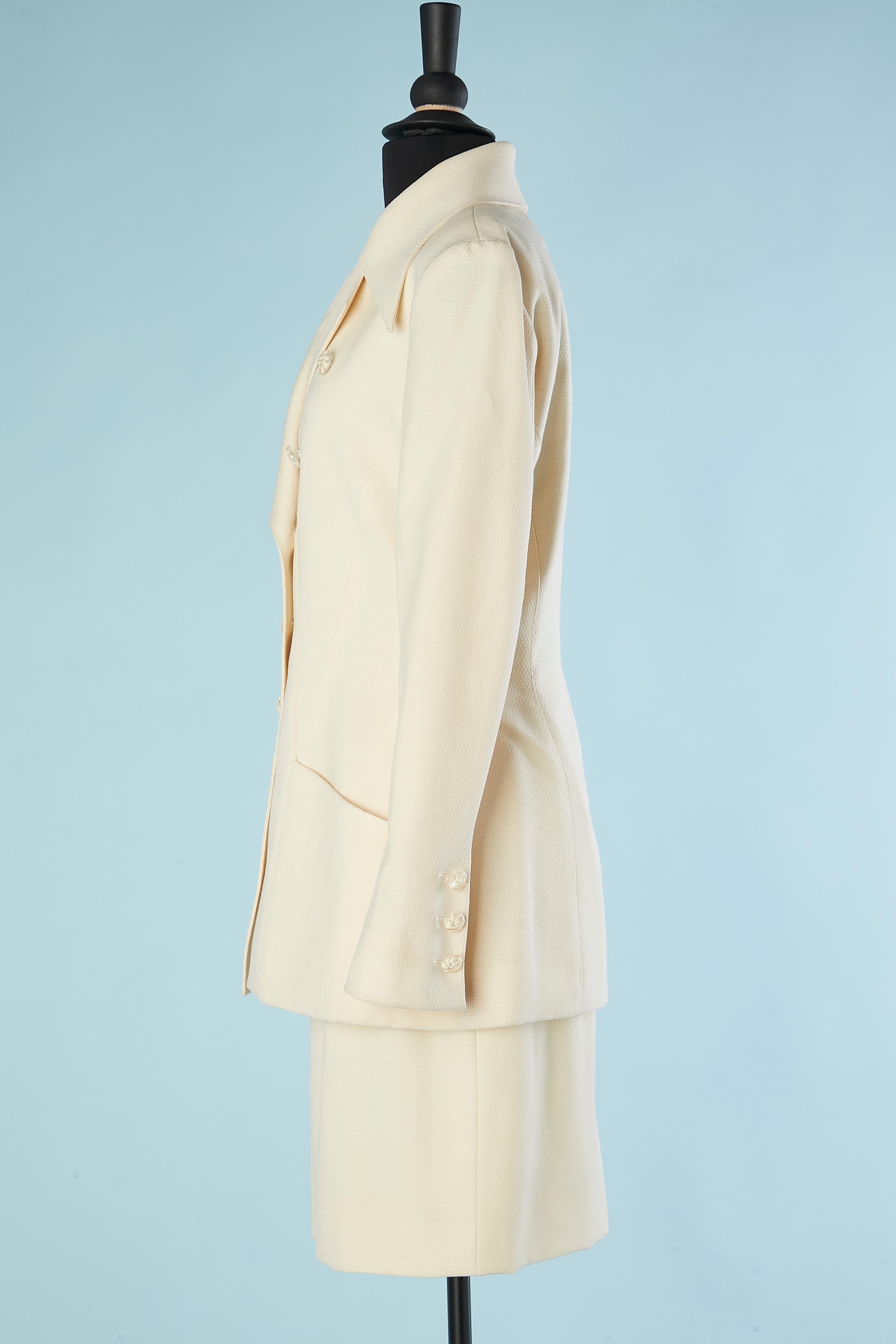 Off-white skirt suit Karl Lagerfeld for Neiman Marcus  In Excellent Condition For Sale In Saint-Ouen-Sur-Seine, FR