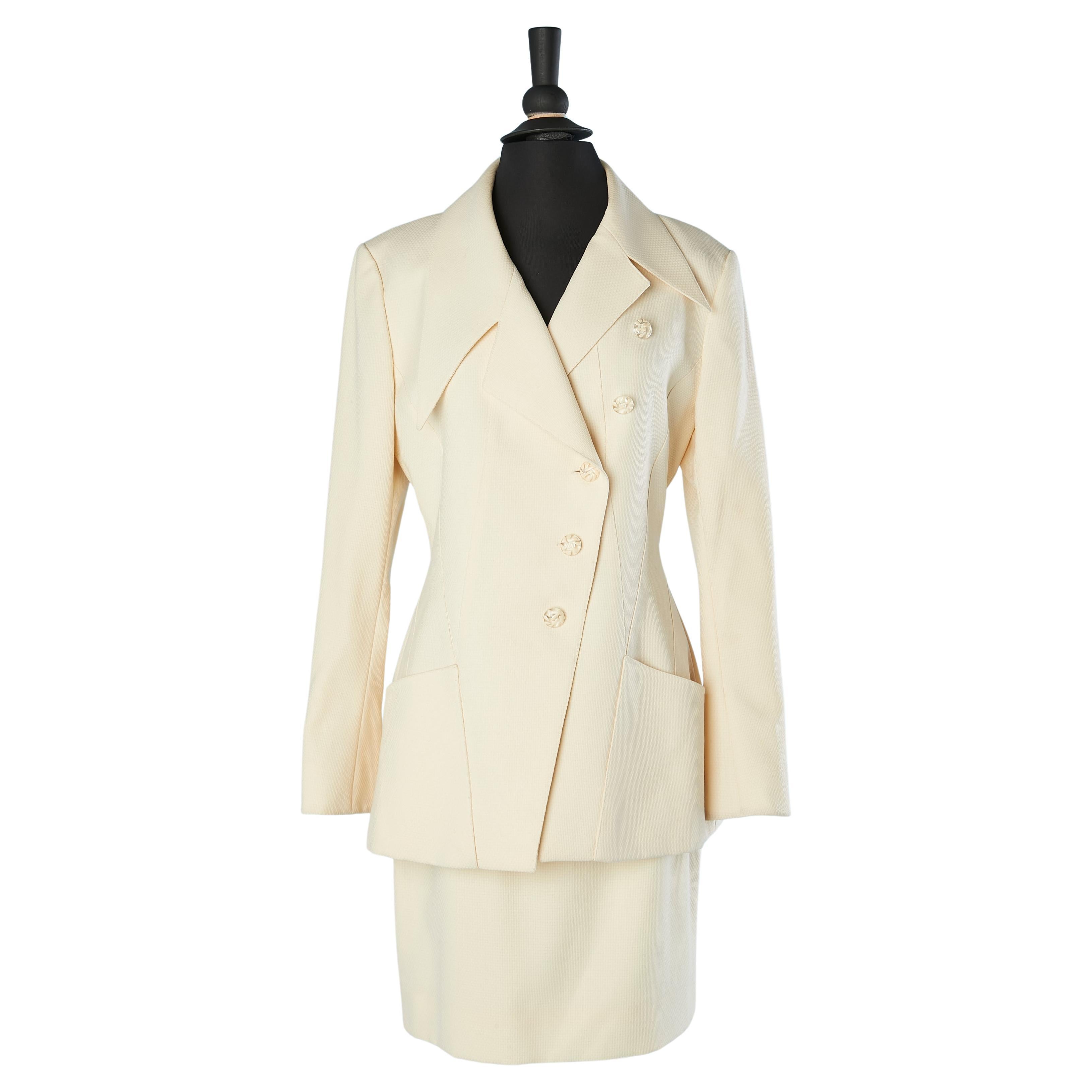 Off-white skirt suit Karl Lagerfeld for Neiman Marcus  For Sale