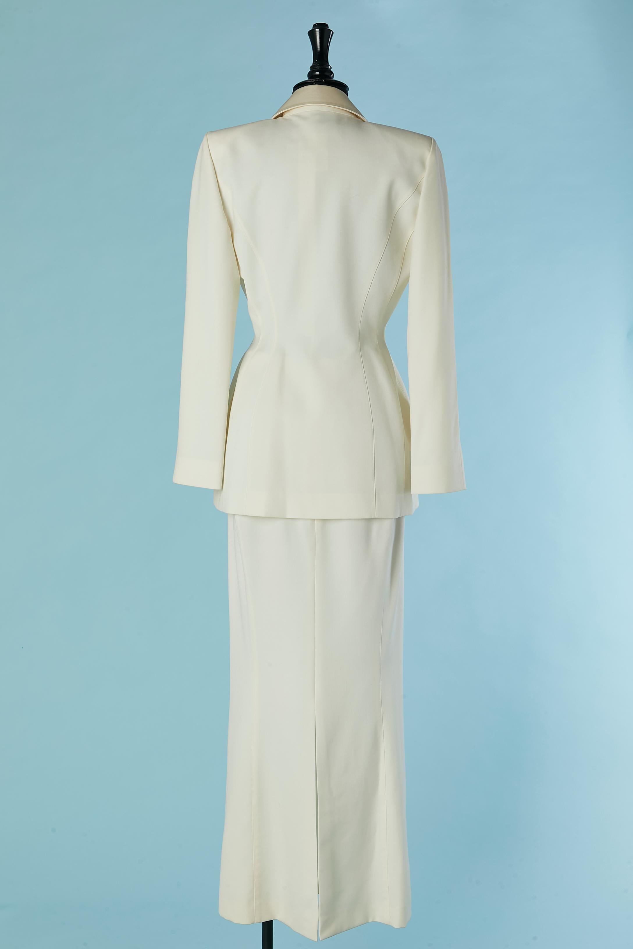  Jupe Off-White - tailleur Tuxedo avec broche en strass Thierry Mugler Circa 1990 Pour femmes 