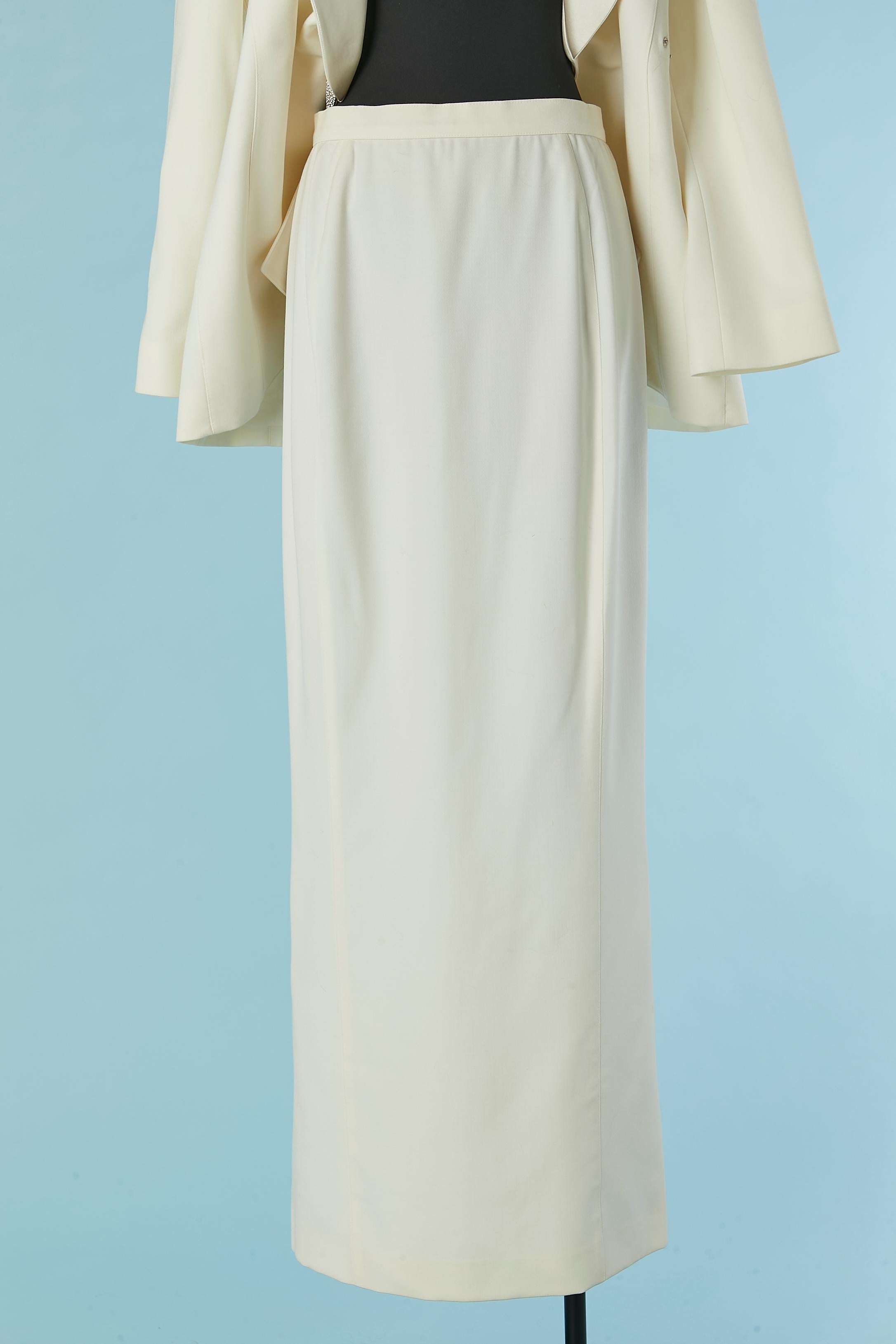 Jupe Off-White - tailleur Tuxedo avec broche en strass Thierry Mugler Circa 1990 1
