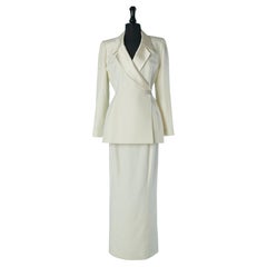 Jupe Off-White - tailleur Tuxedo avec broche en strass Thierry Mugler Circa 1990