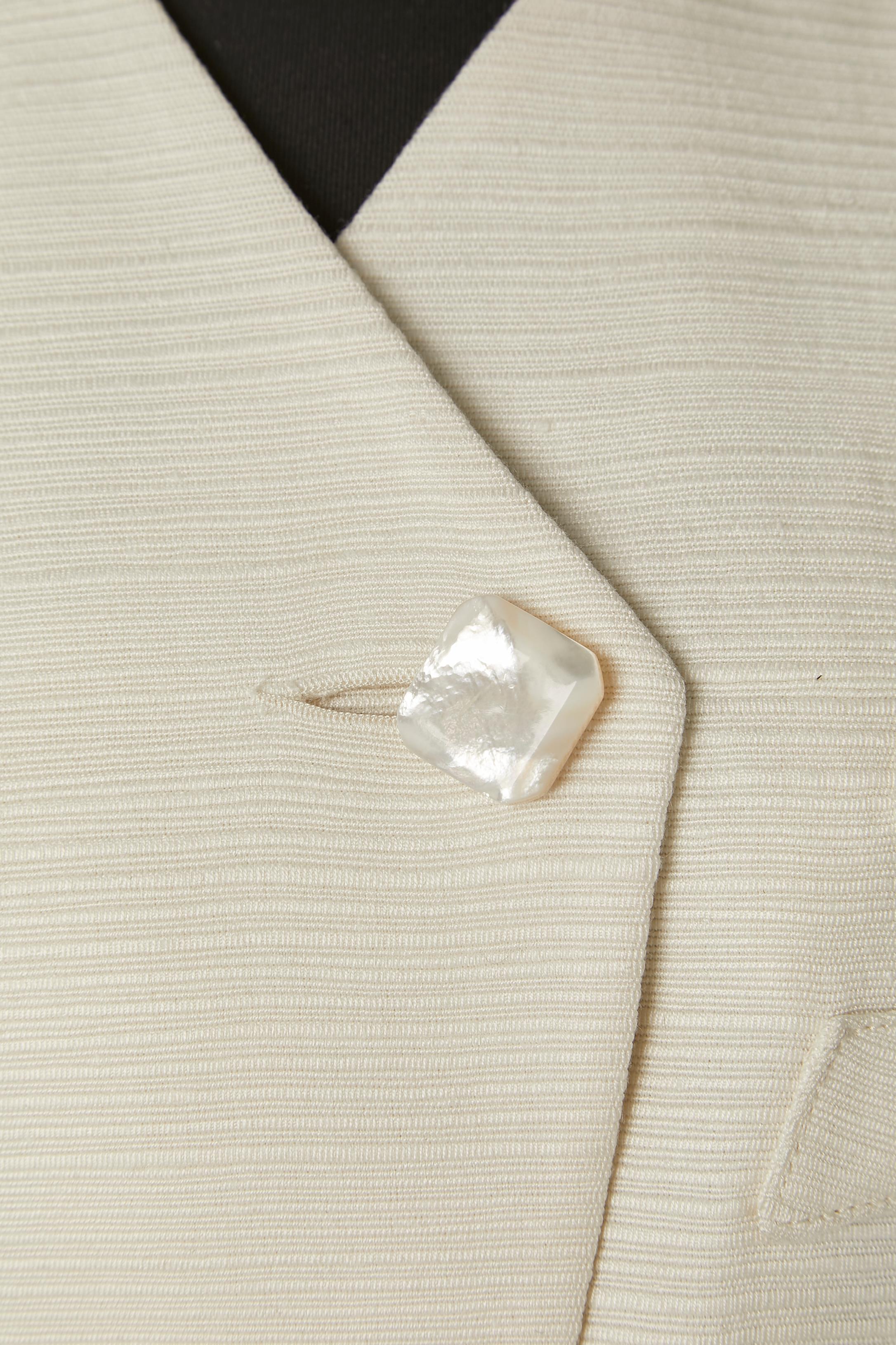 Beige Off-white skirt suit with bust pocket EMMANUELLE KHANH in vendita