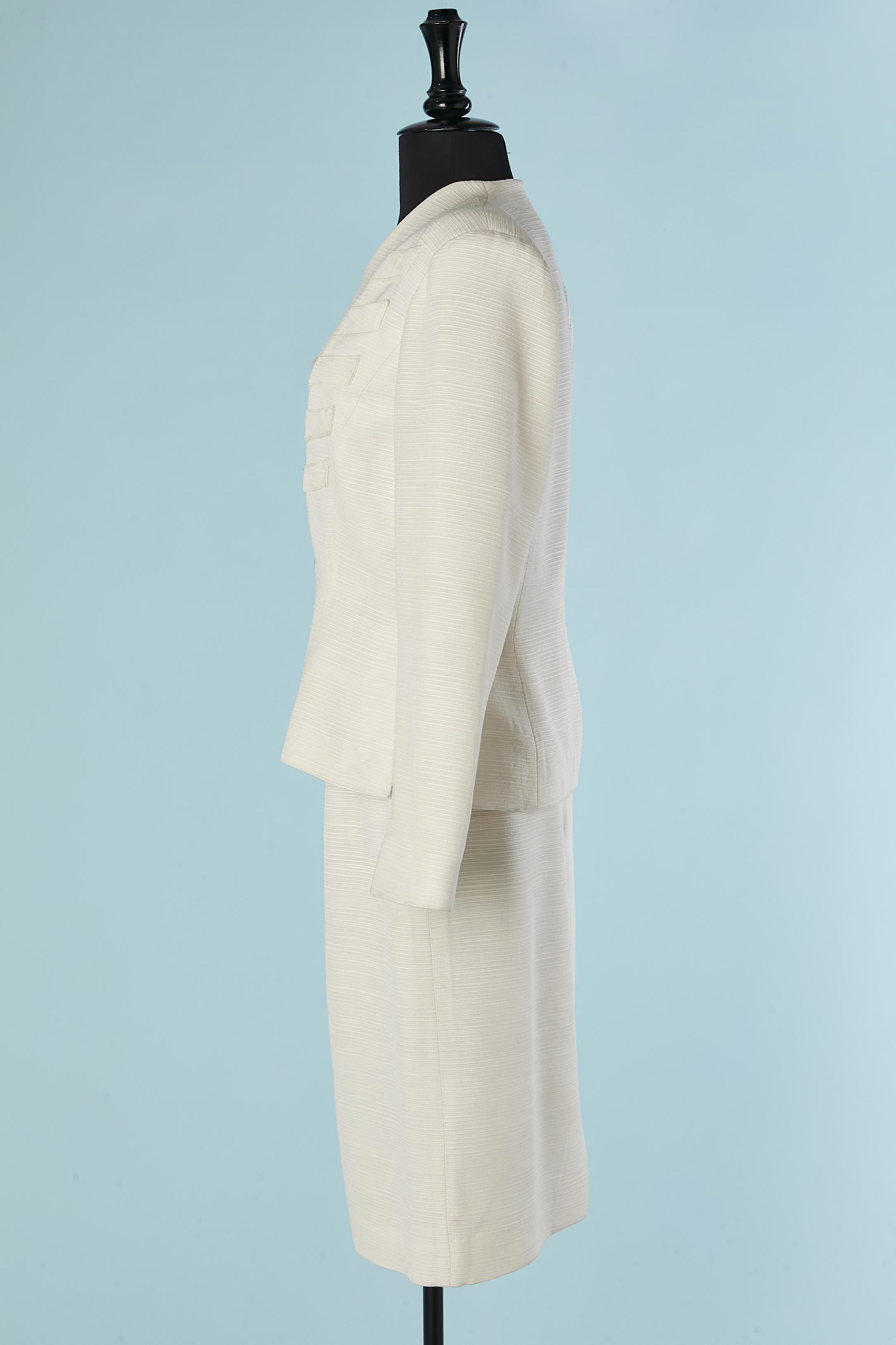 Off-white skirt suit with bust pocket EMMANUELLE KHANH In condizioni ottime in vendita a Saint-Ouen-Sur-Seine, FR