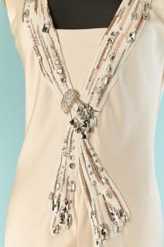 Off-white sleeveless evening dress with embroideries CHANEL