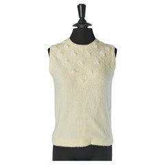 Off-white sleeveless knit top with sequin embellishment DRAGON HOUSE
