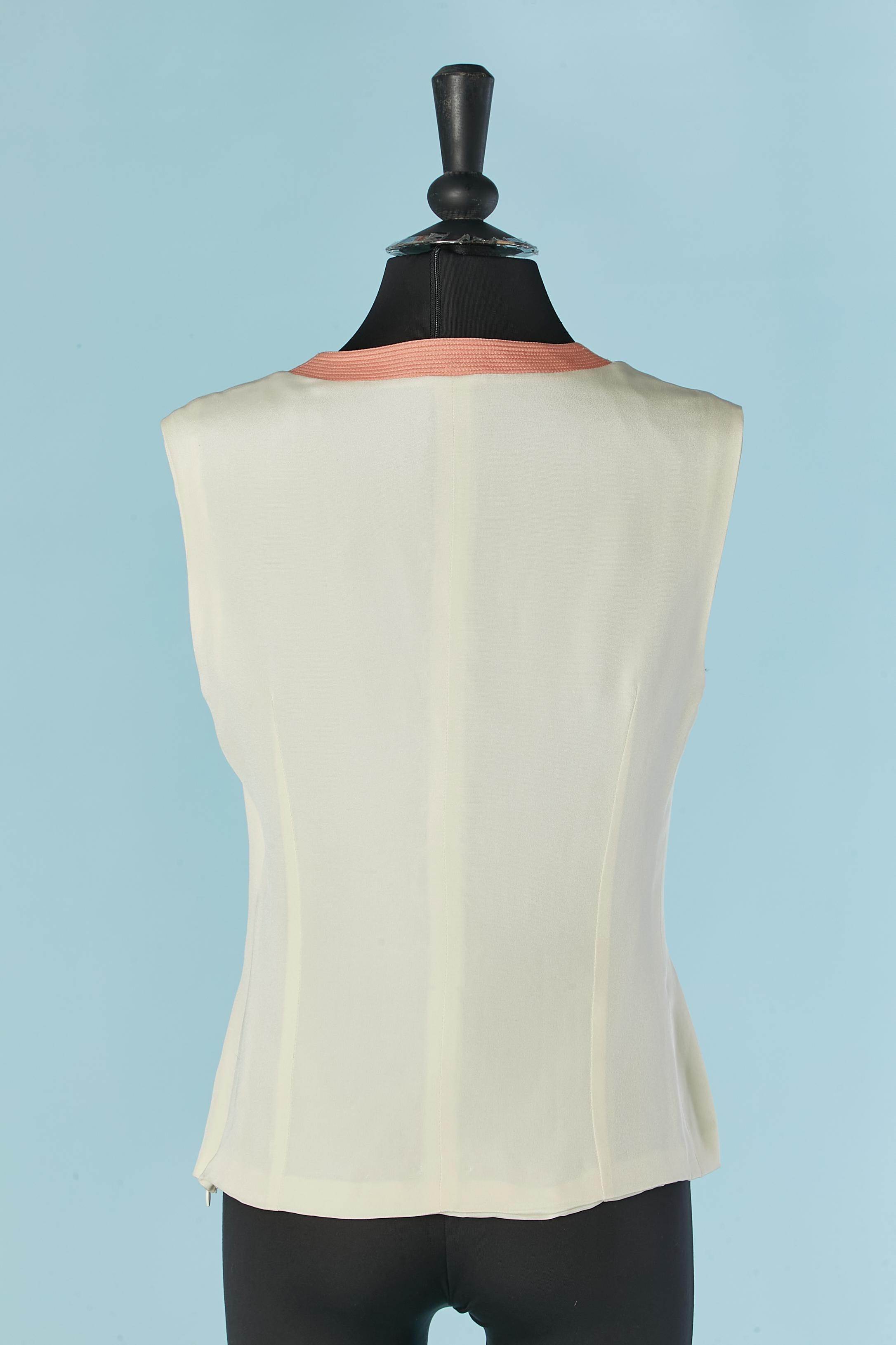 Off-white ärmelloses Oberteil mit rosa Schleife GIANNI VERSACE COUTURE im Zustand „Hervorragend“ im Angebot in Saint-Ouen-Sur-Seine, FR