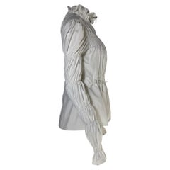 Off-White Smocked Zipped Blouse in White Nylon