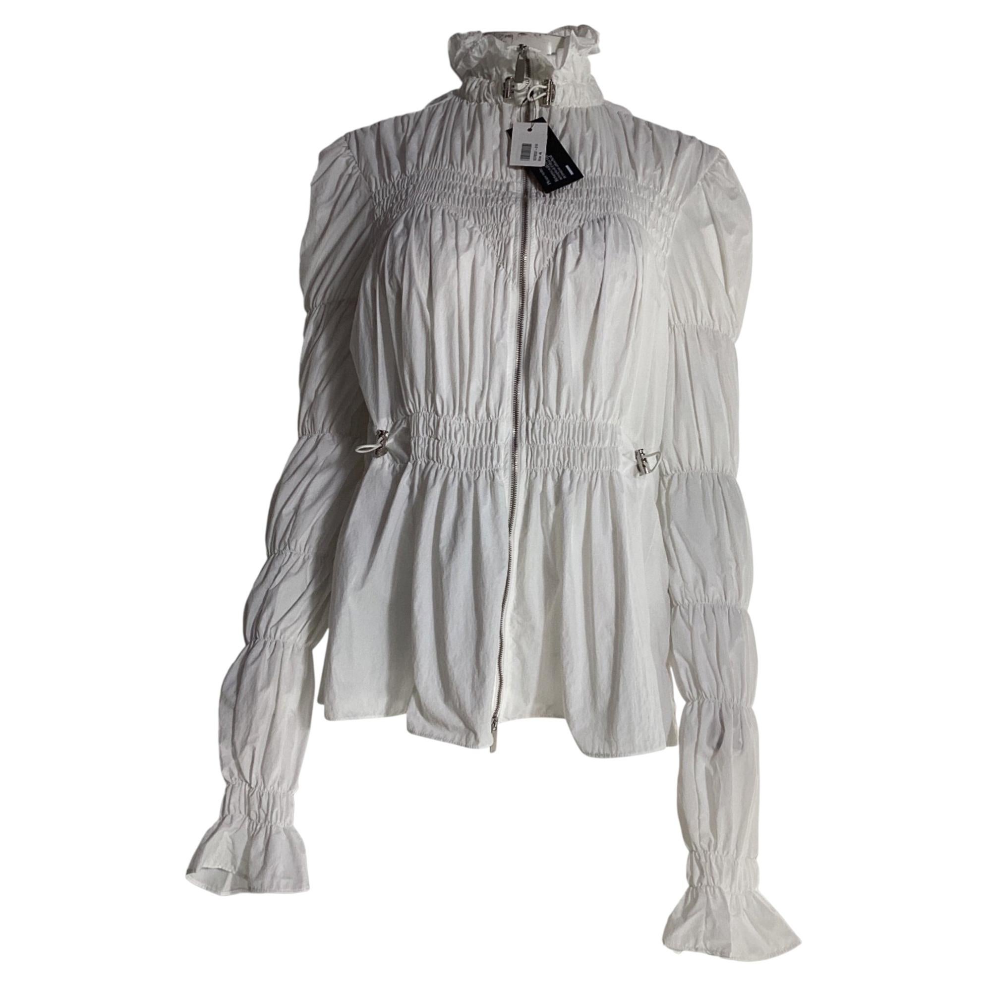 Pre-owned Off-white Smocked Zipped Blouse In White Nylon