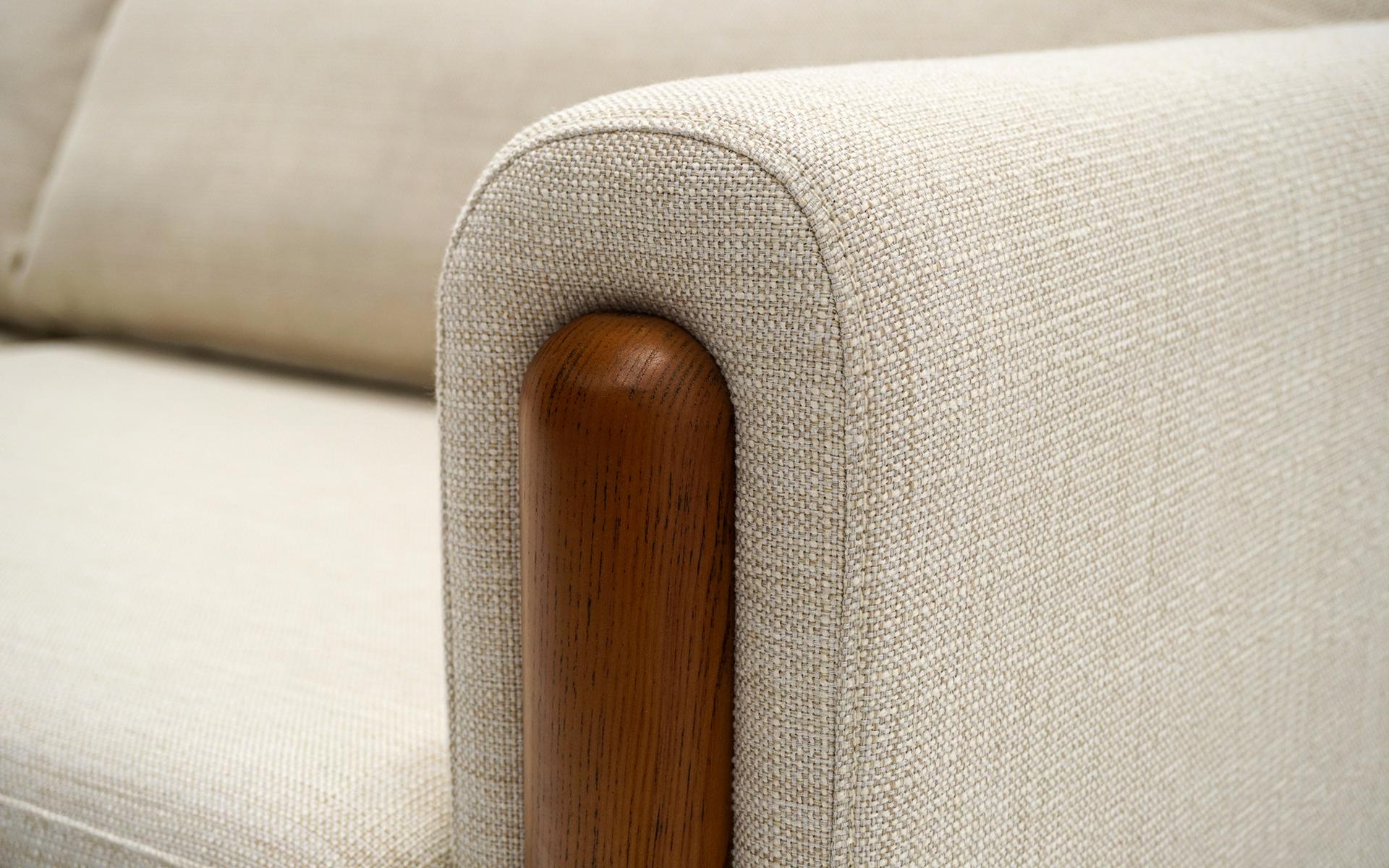 Vietnamese Off White Sofa with Walnut Legs by Nuevo, Almost New