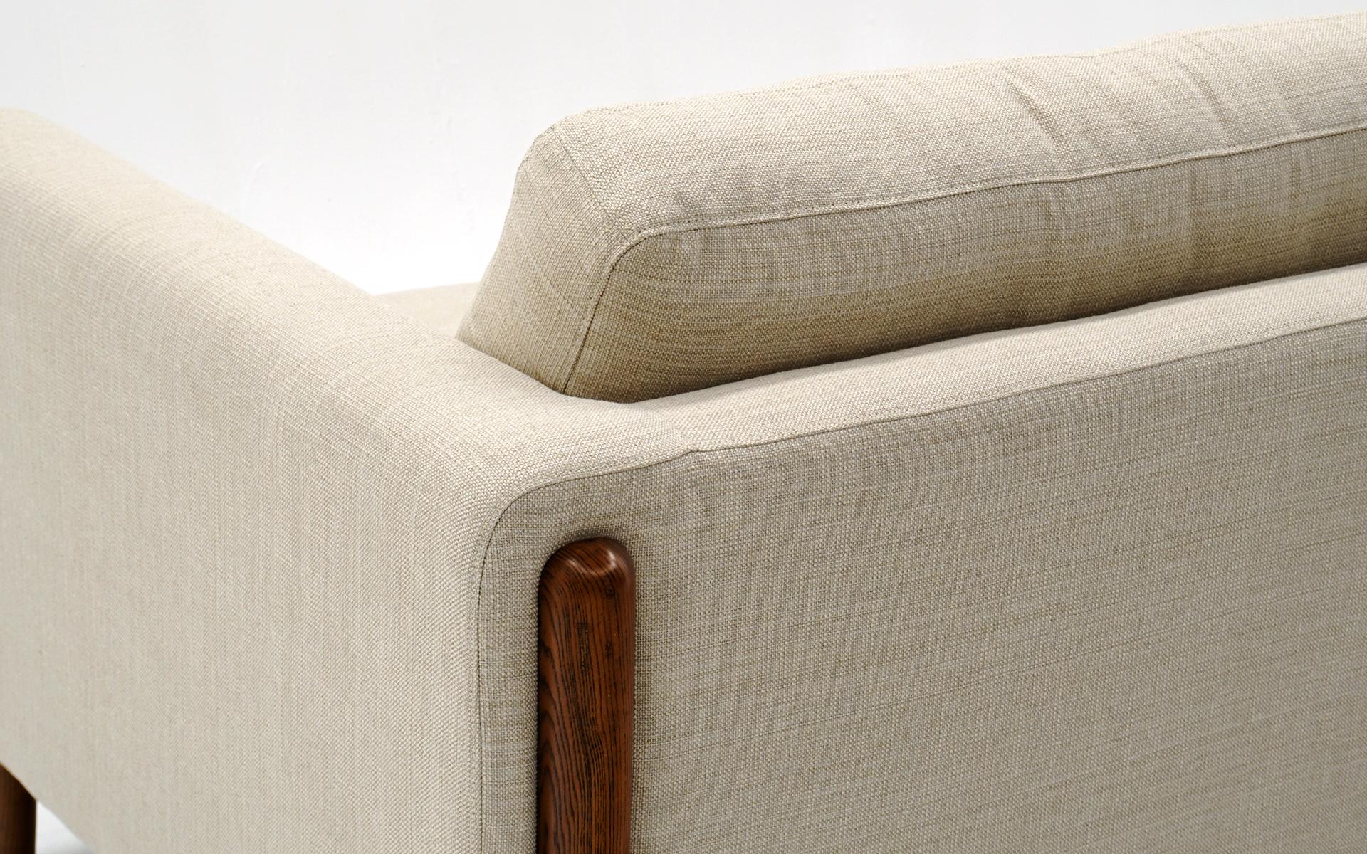 Contemporary Off White Sofa with Walnut Legs by Nuevo, Almost New