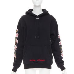 OFF WHITE SSENSE Exclusive black diagonal cherry embroidered hoodie XS