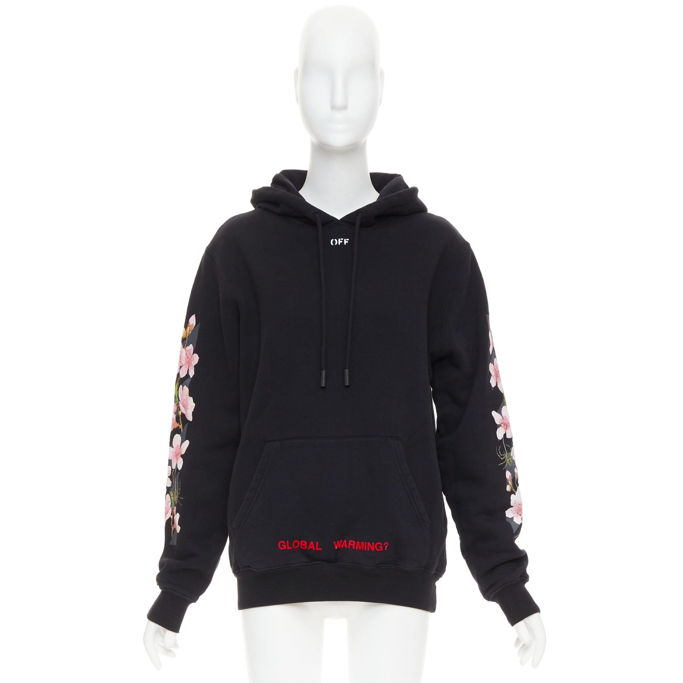 OFF WHITE SSENSE Exclusive sweat à capuche noir brodé de cerises en diagonale XS en vente 4